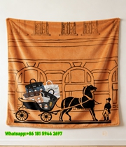 Hermes Vintage Horse Carriage & Designer Bags Flannel Throw Blanket IMG_5480
